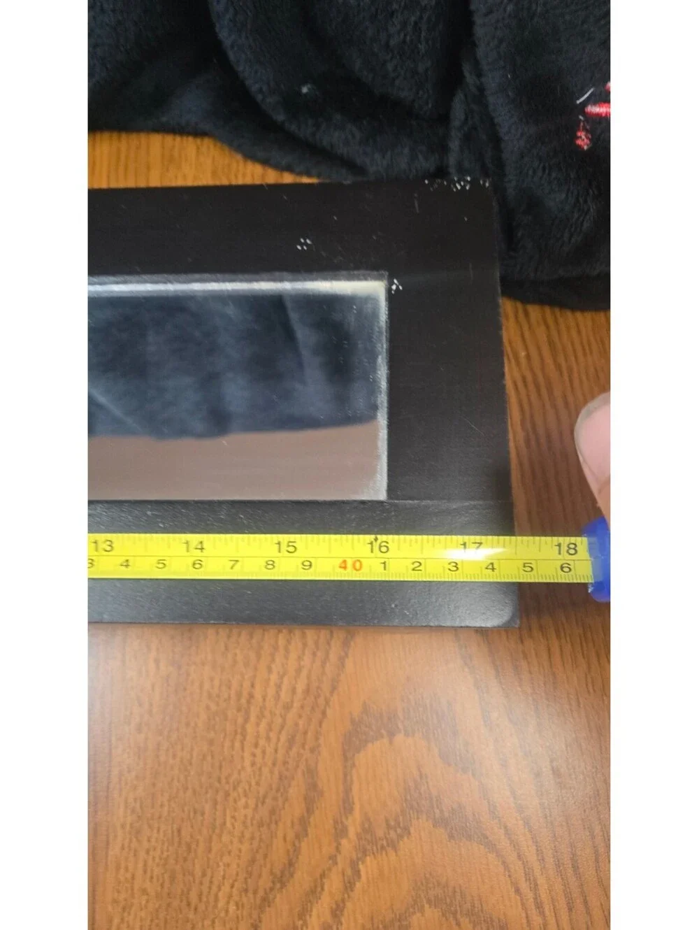 Black Wooden Tray with Mirror Center